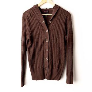 Torrid | Brown Snap Up Hooded Sweater | Plus | 0X